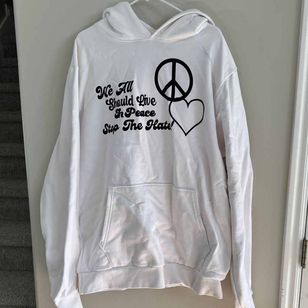 White Peace Graphic Hoodie